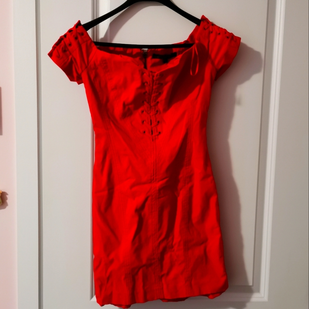 Guess red lace tie dress